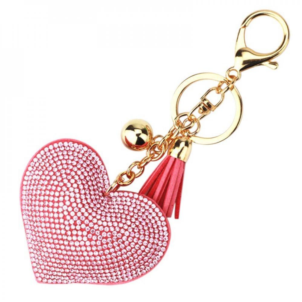 Heart Crystal Rhinestone Charm Pendant Keychain Bag Handbag Key Chain Keyring